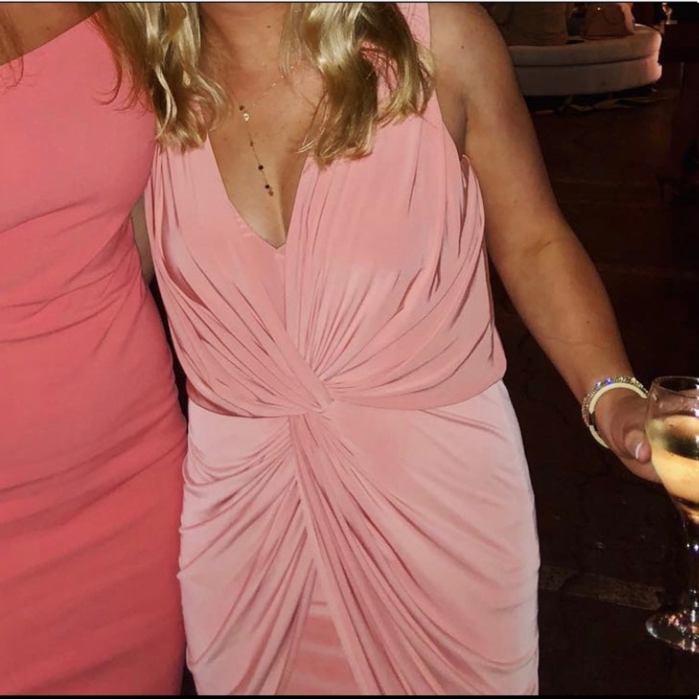 Misa V neck dress in peach